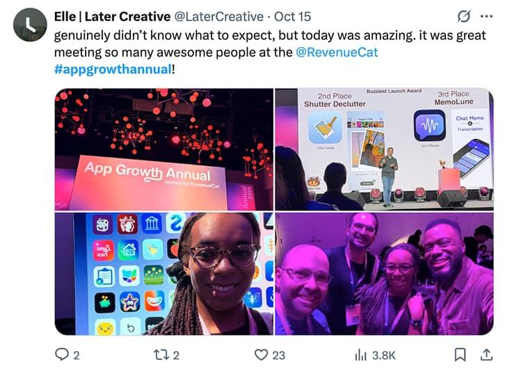 User review from @LaterCreative about App Growth Annual